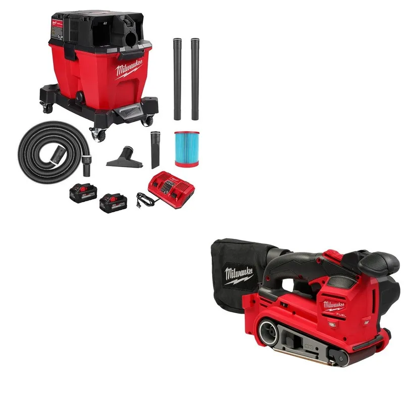 Milwaukee 9-Gallon Dual-Battery Wet/Dry Vacuum W/ FREE 2832-20 3"x18" Belt Sander
