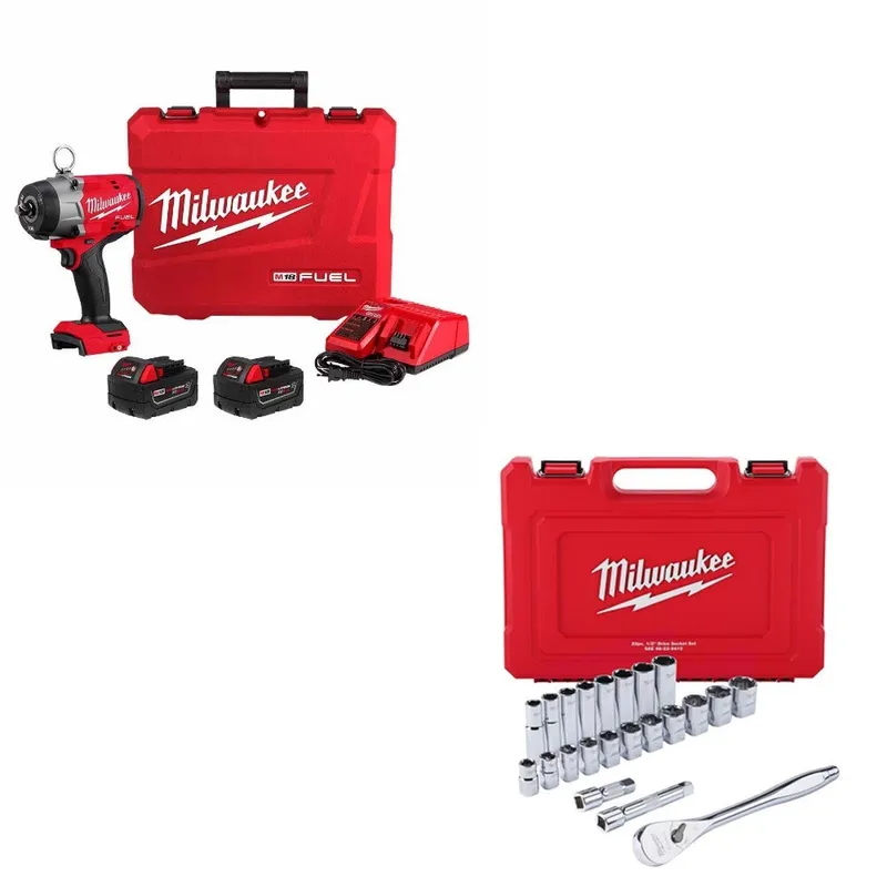 Milwaukee Impact Wrench Kit W/ FREE 48-22-9410 Socket Set