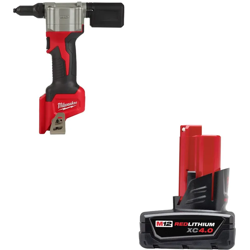 Milwaukee M12 Rivet Tool, Bare W/ FREE 48-11-2440 M12 XC4 Battery Pack