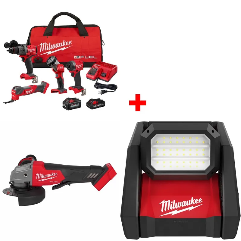 Milwaukee M18 4-Tool Combo Kit w/ FREE 2880-20 M18 Grinder & Light