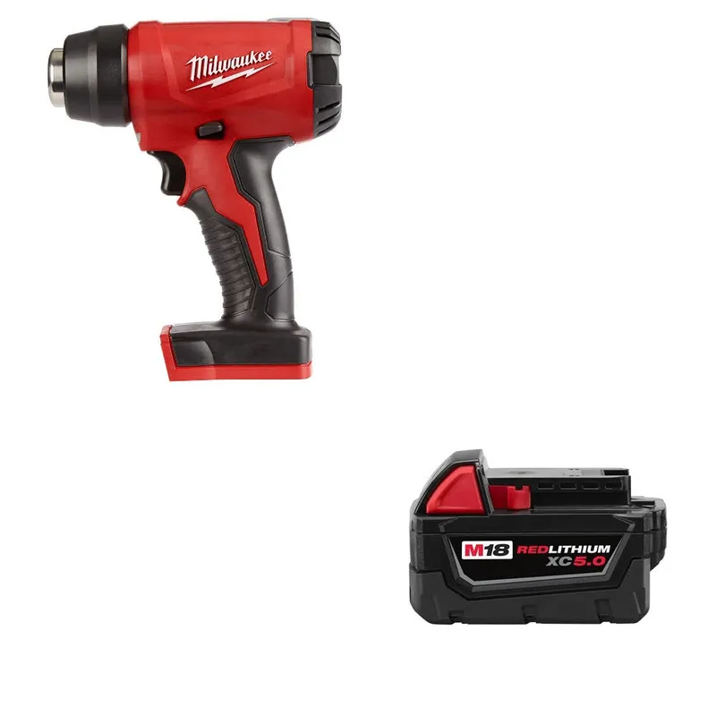 Milwaukee M18 Heat Gun, Bare Tool W/ 48-11-1850 M18 XC5.0 Battery Pack