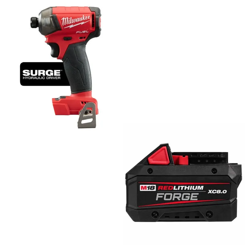 Milwaukee M18 FUEL 1/4" Hex Driver W/ 48-11-1881 M18 XC8.0 Battery Pack