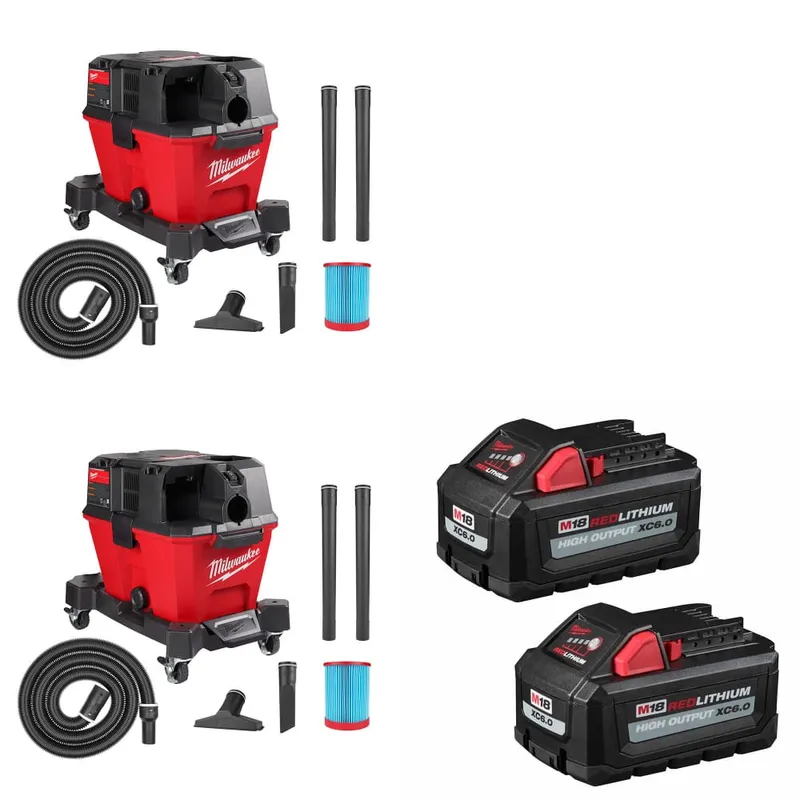 Milwaukee M18 FUEL Wet/Dry Vacuum-2Pk W/ FREE 48-11-1862 M18 Battery-2Pk
