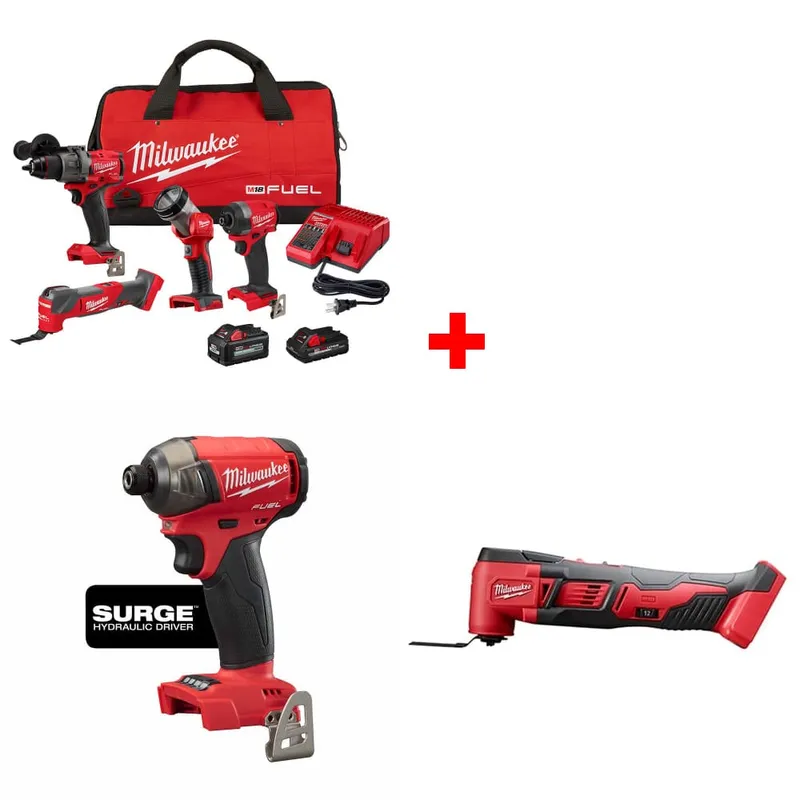 Milwaukee M18 4-Tool Combo Kit w/ FREE 2760-20 Hex Driver & Multi Tool
