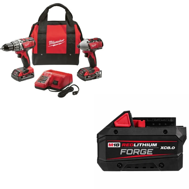 Milwaukee M18 18V 2-Tool Combo Kit W/ 48-11-1881 M18 XC8.0 Battery Pack