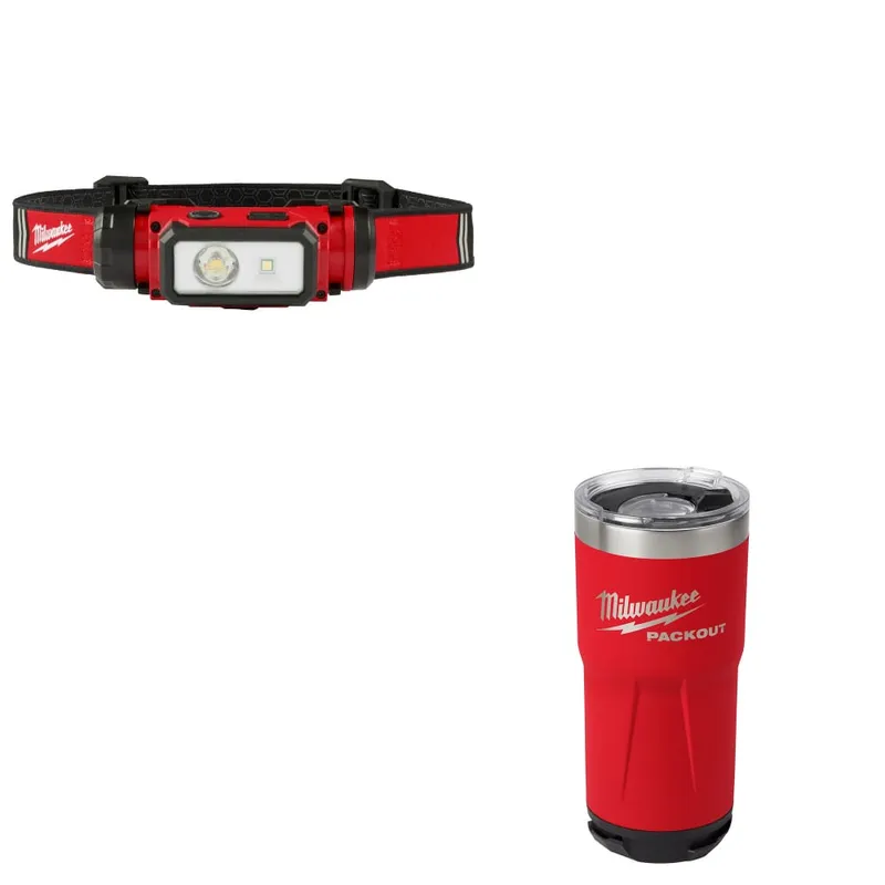Milwaukee Hard Hat Headlamp W/ FREE 48-22-8392R PACKOUT 20oz Red Tumbler