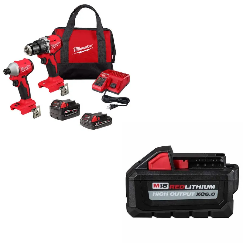 Milwaukee M18 2-Tool Combo Kit W/ 48-11-1865 M18 XC6.0 Battery Pack
