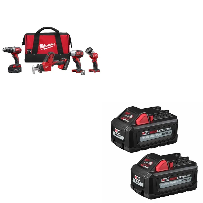 Milwaukee M18 4-Tool Combo Kit W/ FREE 0880-20 18V Vacuum & Grinder