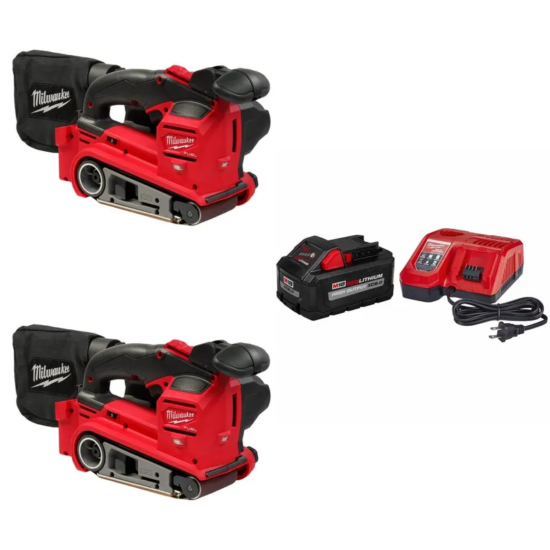 Milwaukee M18 FUEL Sander, 2Pk w/ FREE 48-59-1880 M18 XC8.0 Starter Kit