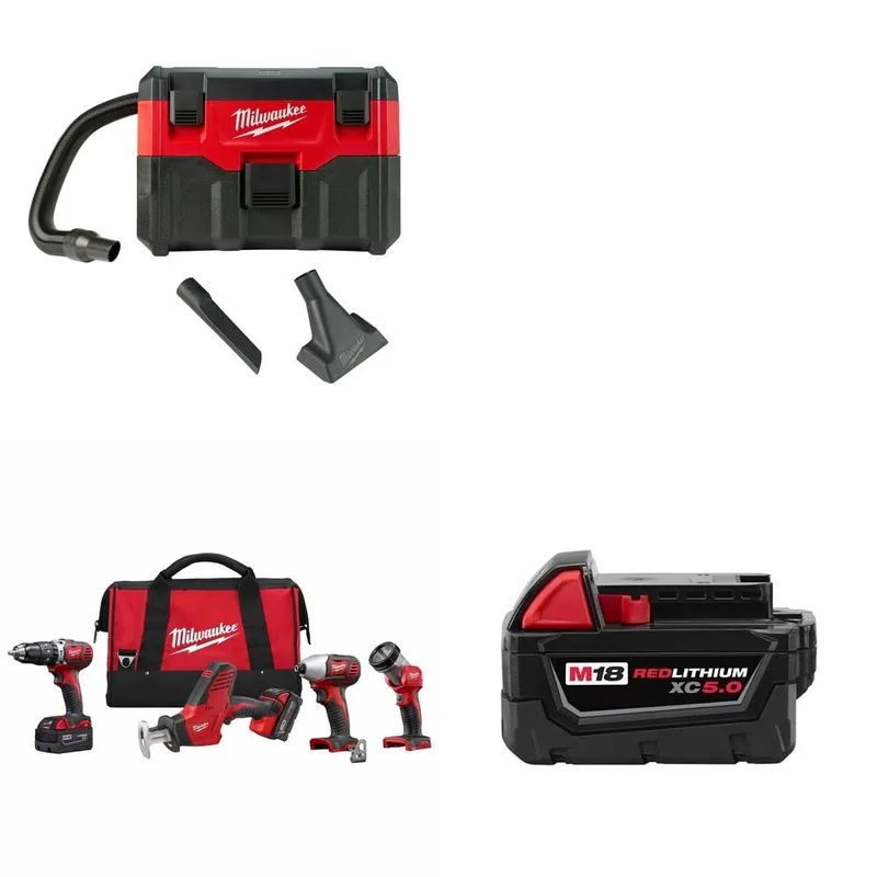Milwaukee M18 4-Tool Combo Kit w/ FREE 0880-20 Wet/Dry Vacuum & Battery