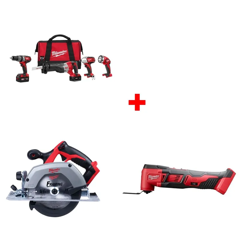 Milwaukee M18 4-Tool Combo Kit w/ FREE M18 6-1/2 Circ" Saw & Multi-Tool