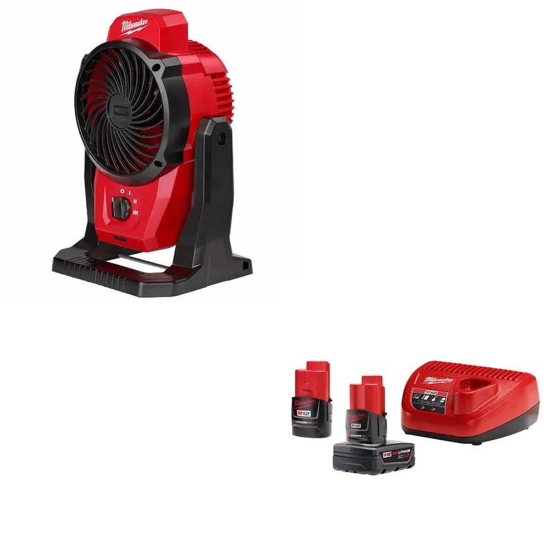 Milwaukee M12 Mounting Fan W/ 48-59-2424 M12 4.0 Ah/2.0 Ah Starter Kit