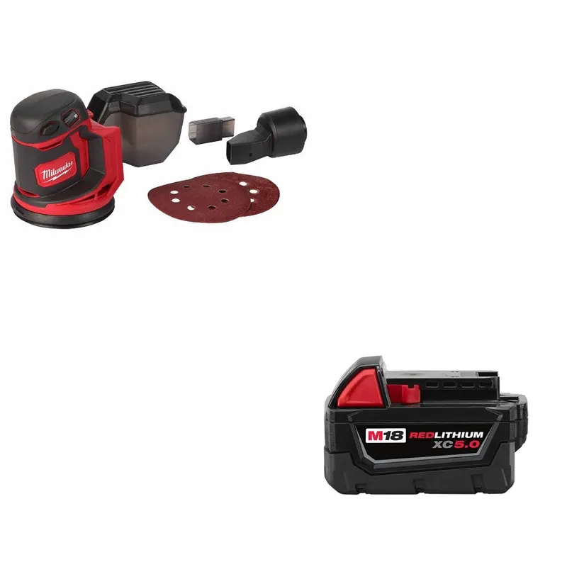 Milwaukee M18 Random Orbit Sander W/ 48-11-1850 M18 XC5.0 Battery Pack