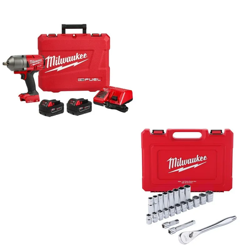 Milwaukee High Torque Impact Wrench Kit W/ FREE Socket Set