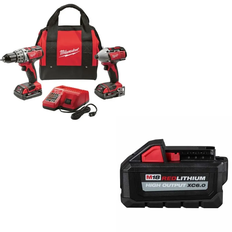 Milwaukee M18 18V 2-Tool Combo Kit W/ 48-11-1865 M18 XC6.0 Battery Pack