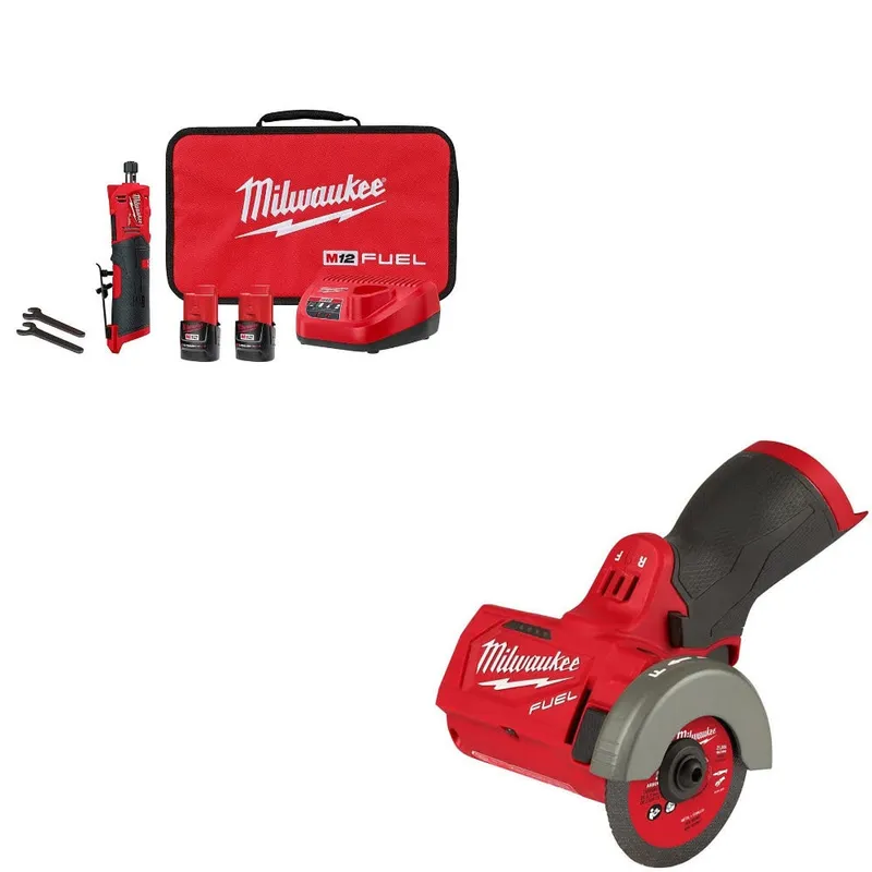 Milwaukee M12 Straight Die Grinder Kit W/ FREE 2522-20 3" Cut Off Tool
