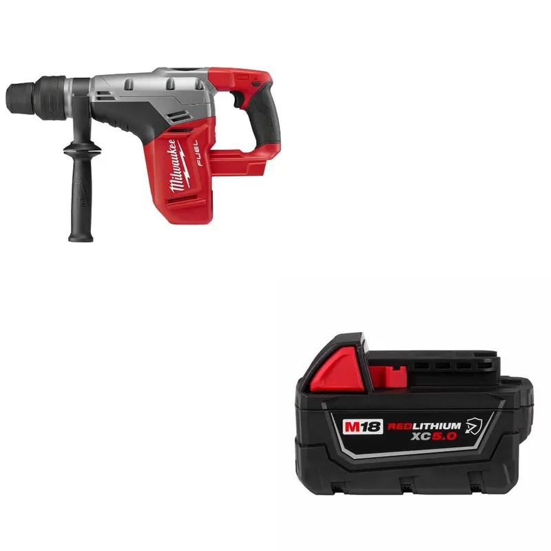 Milwaukee M18 FUEL Rotary Hammer, Bare W/ 48-11-1850R M18 XC5.0 Battery