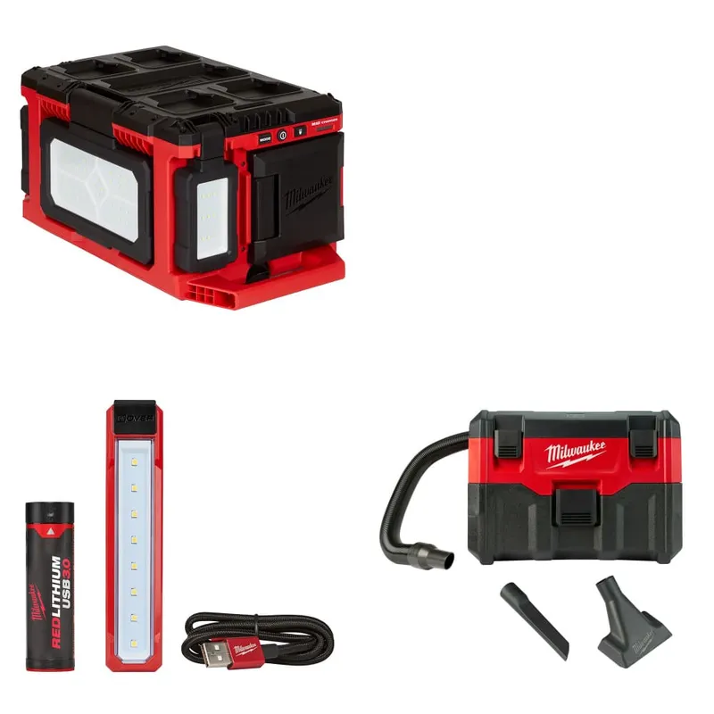 Milwaukee M18 PACKOUT Light/Charger w/ 2112-21 Flood Light & FREE Vacuum