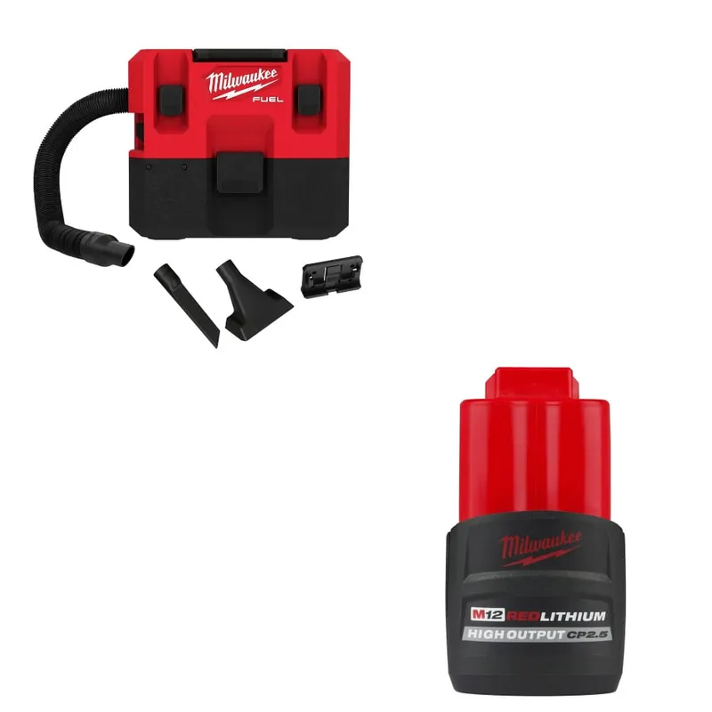Milwaukee M12 FUEL 1.6 Gallon Vacuum W/ FREE 48-11-2425 M12 Battery Pack
