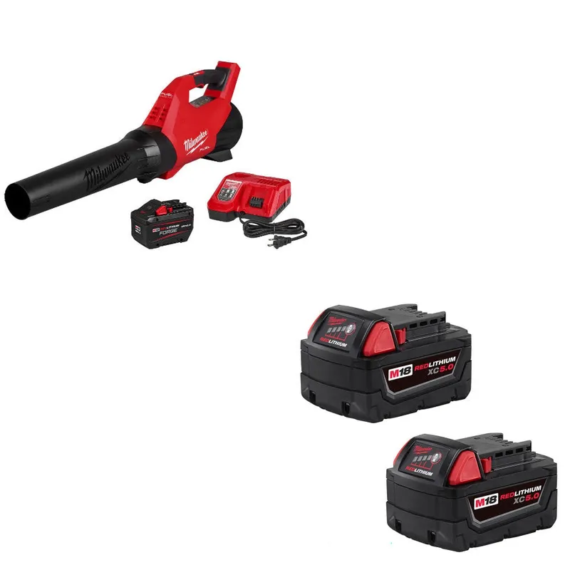 Milwaukee M18 FUEL Blower Kit W/ 48-11-1852 M18 XC5.0 Battery, 2 Pack