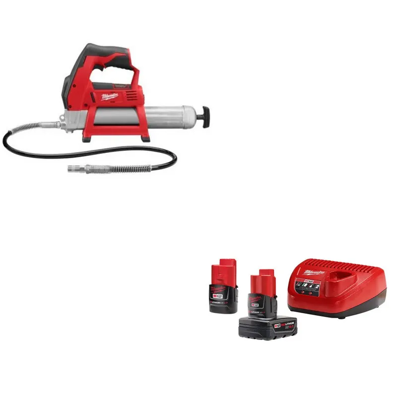Milwaukee M12 Grease Gun, Bare W/ FREE 48-59-2424 M12 12V Starter Kit