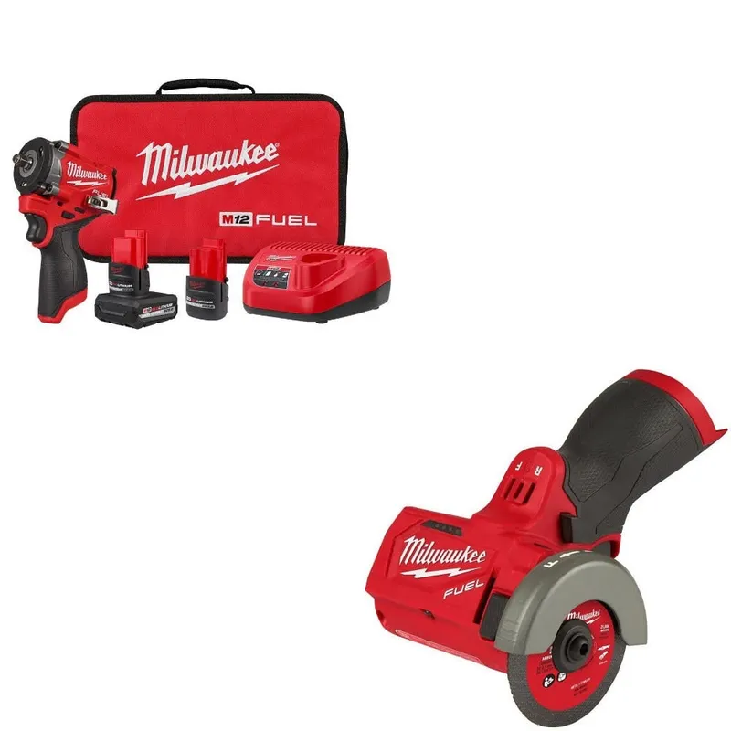 Milwaukee M12 FUEL 3/8" Impact Wrench Kit W/ FREE 2522-20 3" Cut Off Tool