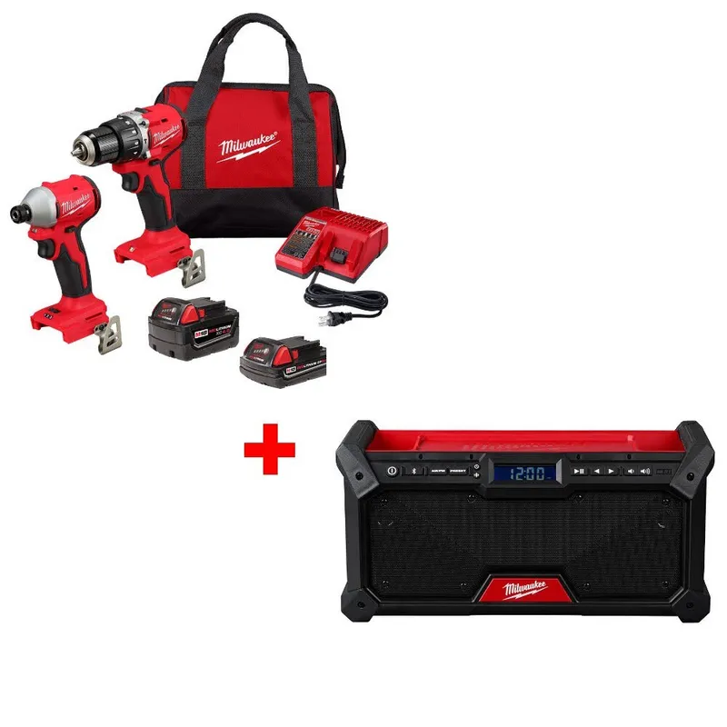 Milwaukee M18 2-Tool Combo Kit W/ FREE 2952-20 M18 Jobsite Radio