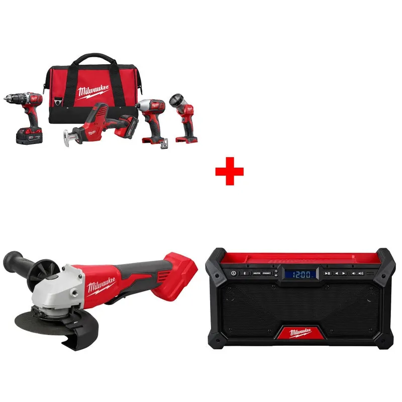 Milwaukee M18 4-Tool Combo Kit W/ FREE 2686-20 M18 Grinder & Radio