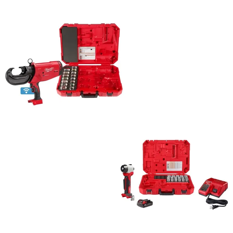 Milwaukee Force Logic 750 MCM Crimper with #6 - 750 MCM Cu Dies W/ FREE 2935CU-21S