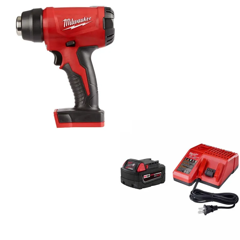 Milwaukee M18 Heat Gun, Bare Tool W/ 48-59-1850 M18 XC5.0 Starter Kit
