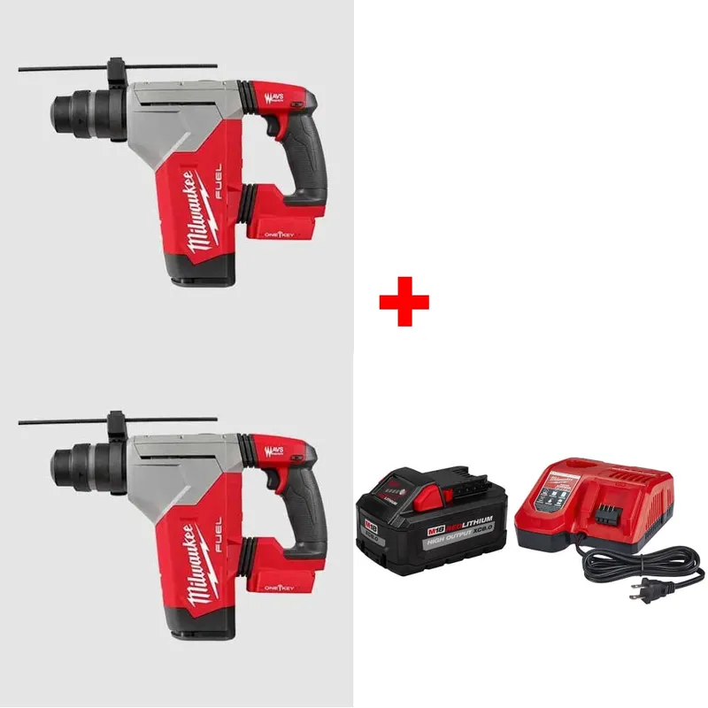 Milwaukee M18 FUEL Rotary Hammer, 2Pk w/ FREE 48-59-1880 M18 Starter Kit