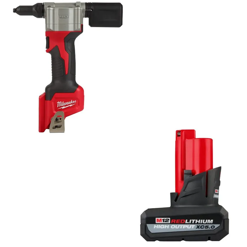 Milwaukee M12 Rivet Tool, Bare W/ FREE 48-11-2450 M12 XC5.0 Battery