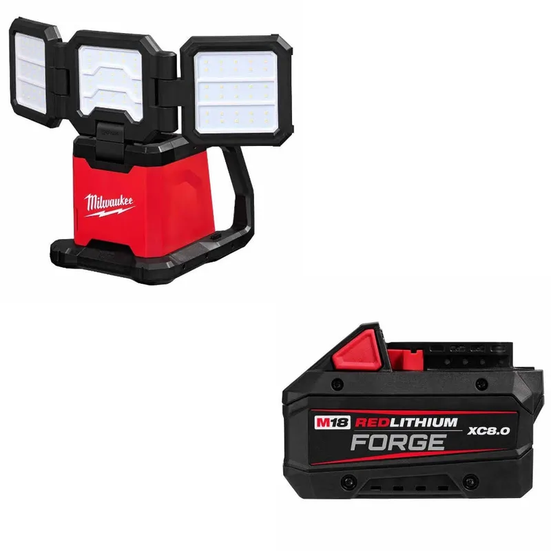 Milwaukee M18 Flood & Area Light W/ 48-11-1881 M18 XC8.0 Battery Pack