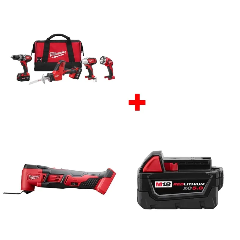 Milwaukee M18 4-Tool Combo Kit w/ FREE 2626-20 Multi-Tool & Battery Pack