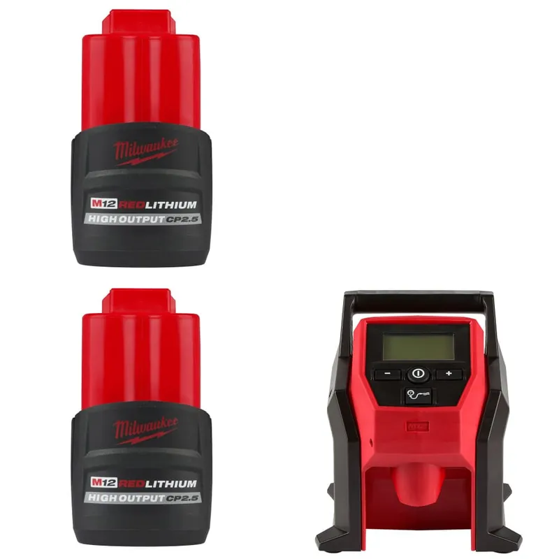 Milwaukee M12 CP2.5 Battery-2 Pack w/ FREE 2475-20 M12 Inflator