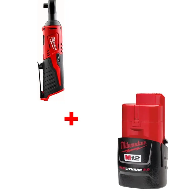Milwaukee M12 3/8" Ratchet, Bare w/ FREE 48-11-2420 M12 Battery Pack