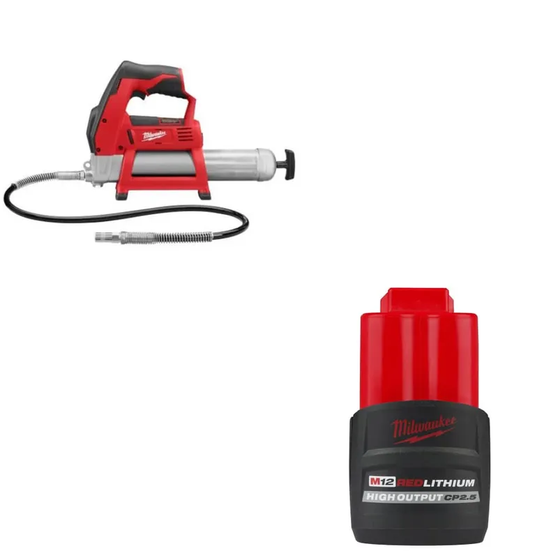 Milwaukee M12 Grease Gun (Bare Tool) W/ FREE 48-11-2425 M12 Battery Pack