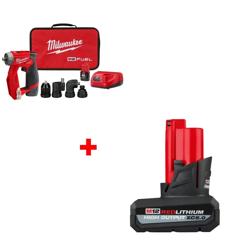 Milwaukee M12 FUEL Drill/Driver Kit w/ FREE 48-11-2450 M12 Battery Pack