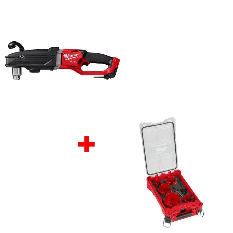Milwaukee 1/2" Right Angle Drill, Bare w/ FREE 49-56-9295 9PC BIG HAWG