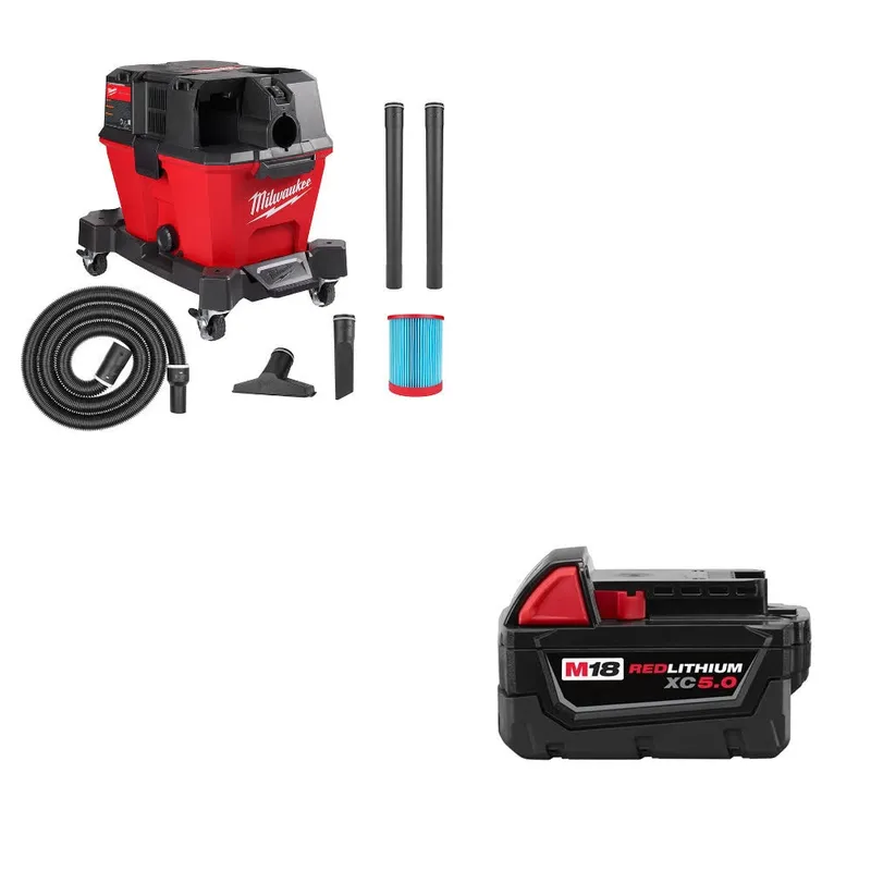 Milwaukee M18 FUEL 6 Gal Vacuum W/ 48-11-1850 M18 XC5.0 Battery Pack