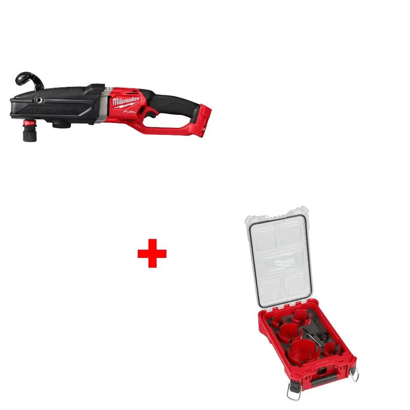 Milwaukee M18 FUEL Right Angle Drill w/ FREE 49-56-9295 9PC BIG HAWG