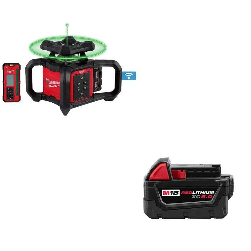 Milwaukee M18 Rotary Laser Level Kit W/ FREE 48-11-1850 M18 Battery Pack