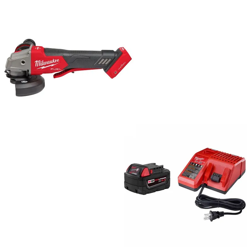 Milwaukee M18 FUEL 4-1/2"/5" Grinder W/ 48-59-1850 M18 XC5.0 Starter Kit