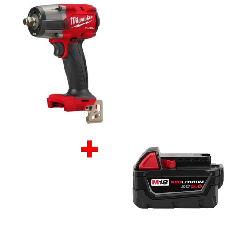 Milwaukee M18 1/2" Impact Wrench w/ FREE 48-11-1850 XC5.0 Battery Pack
