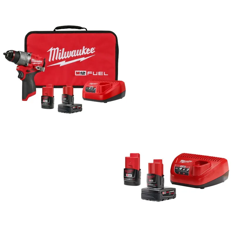 Milwaukee M12 FUEL 1/2" Drill/Driver Kit W/ 48-59-2424 M12 Starter Kit