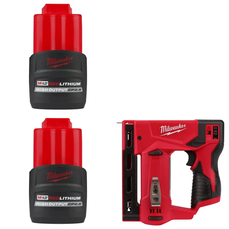 Milwaukee M12 CP2.5 Battery-2 Pack w/ FREE 2447-20 M12 3/8" Stapler