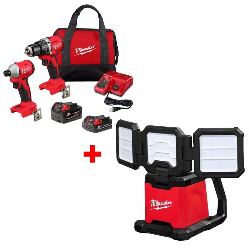 Milwaukee M18 2-Tool Combo Kit W/ FREE 2368-20 M18 Flood & Area Light