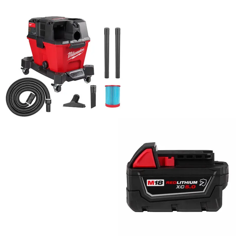 Milwaukee M18 FUEL 6 Gal Vacuum, Bare W/ 48-11-1850R M18 XC5.0 Battery