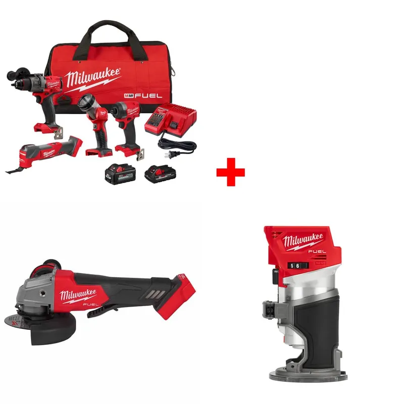 Milwaukee M18 4-Tool Combo Kit w/ FREE 2880-20 M18 Grinder & Router