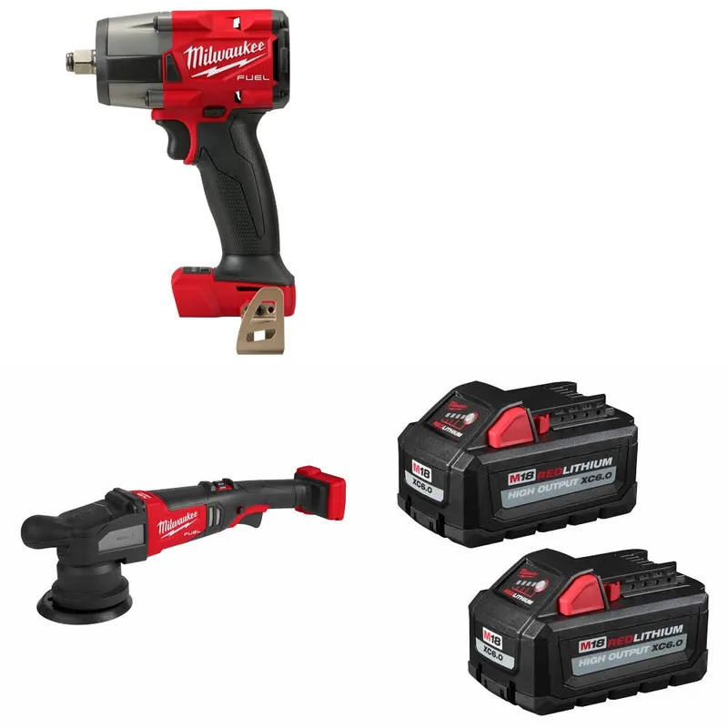 Milwaukee M18 Impact Wrench W/ 2684-20 M18 Polisher & FREE Battery-2Pk